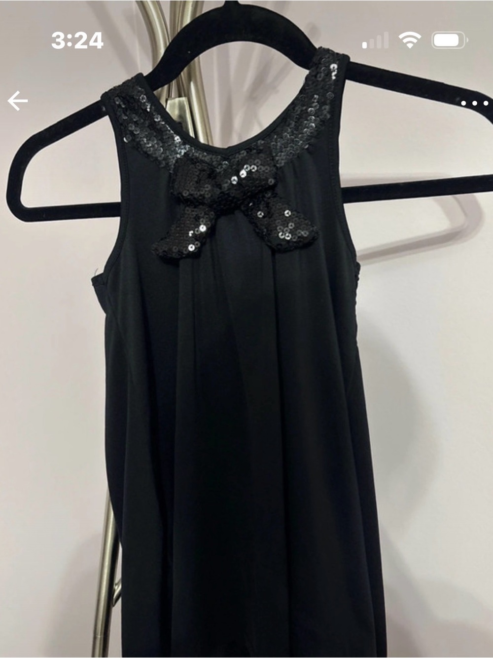 Little Girls Black Sequin Bow Dress